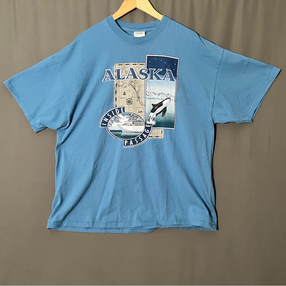 Vintage 2XL Blue Alaska Inside Passage T-Shirt